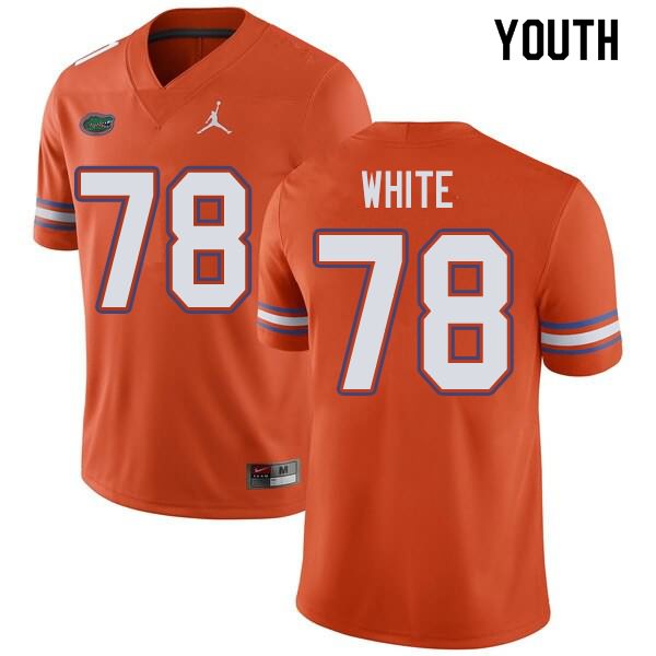 Youth NCAA Florida Gators Ethan White #78 Stitched Authentic Jordan Brand Orange College Football Jersey XJL1265WU